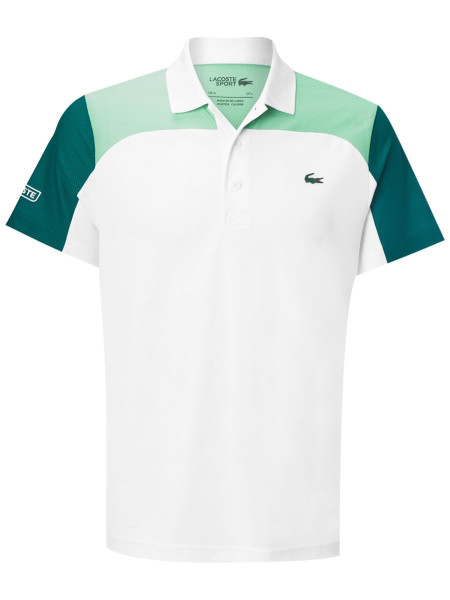  Lacoste Men’s SPORT Breathable Colourblock Tennis Polo Shirt - white/green