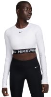 Damen Langarm-T-Shirt Nike Pro 365 Dri-Fit Cropped Long-Sleeve Top - white/black