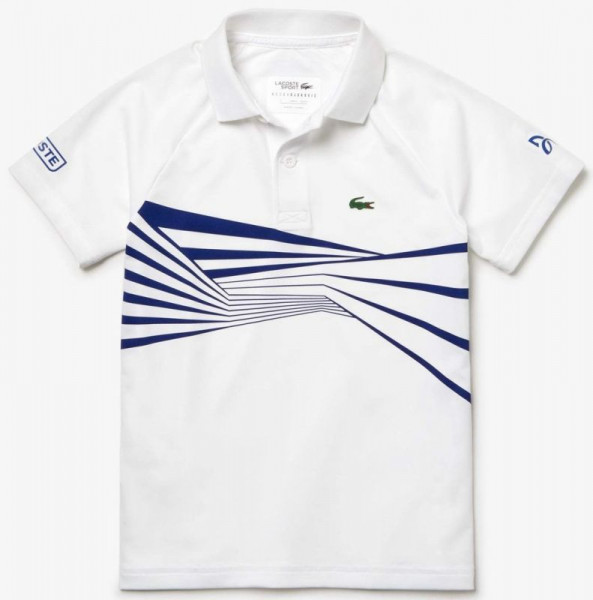  Lacoste SPORT Novak Djokovic Collection Graphic Print Tech Jersey Polo Shirt - white