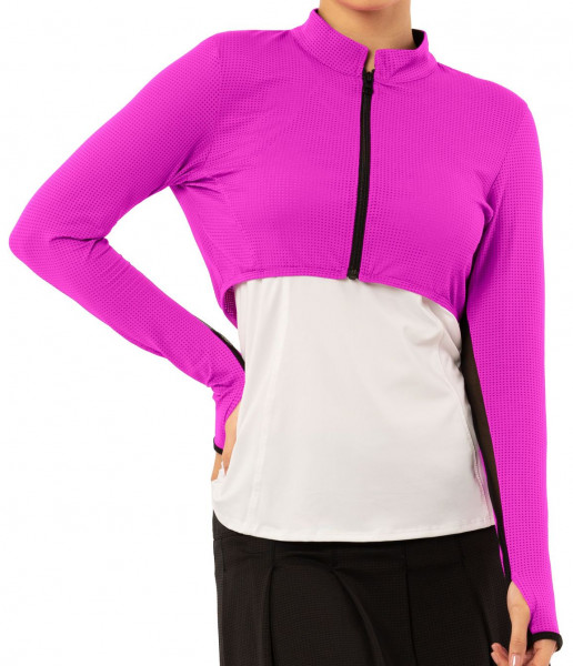 Maglietta da tennis da donna (a maniche lunghe) Lucky in Love Rockin Rococo Cropped Moto Long Sleeve Women - pitaya