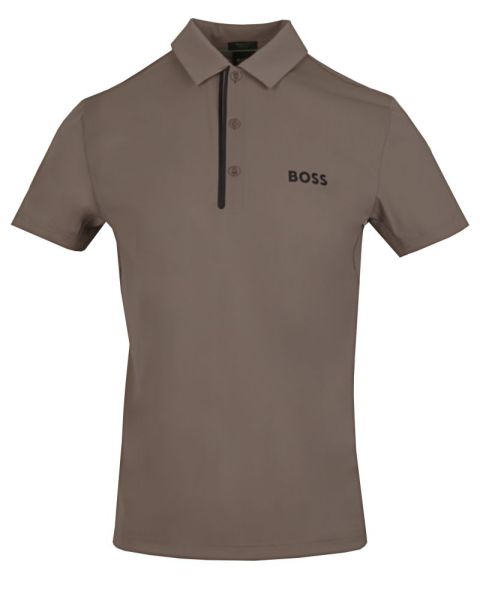 Męskie polo tenisowe BOSS Paddy In Quick-Dry Ribbed Fabric - Brązowy