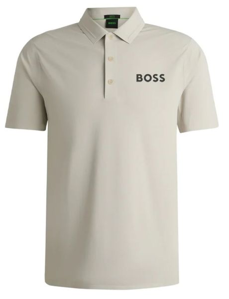 Férfi teniszpolo BOSS x Matteo Berrettini Slim-Fit With UV Protection - Bézs