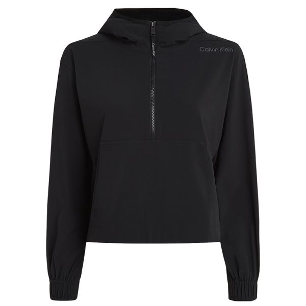 Damen Tennissweatshirt Calvin Klein PW 1/4 Zip Anorak - black beauty
