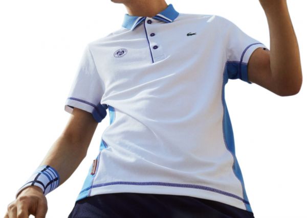  Lacoste Roland Garros Men's Polo Shirt - white/blue