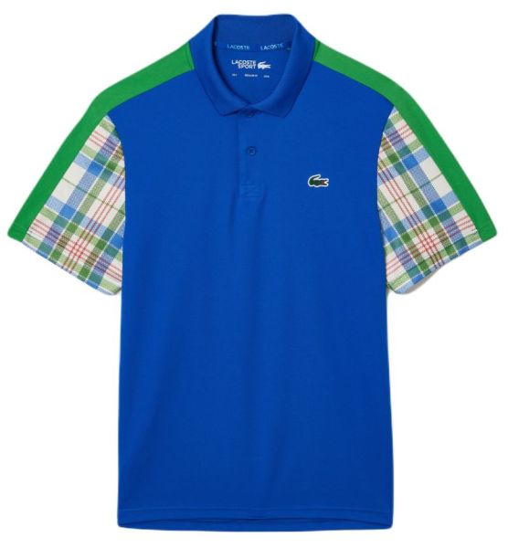 Herren Tennispoloshirt Lacoste Colourblock Checked Polo Shirt - blue/green/white