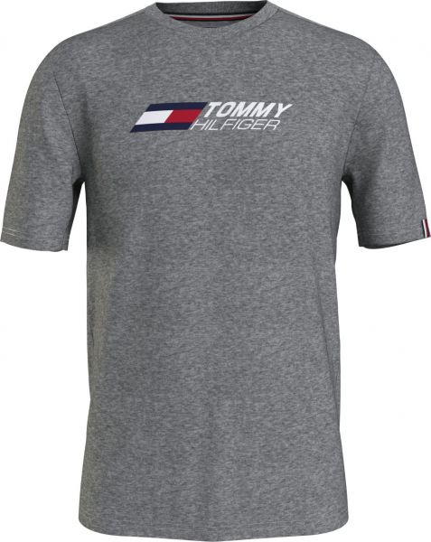 Herren Tennis-T-Shirt Tommy Hilfiger Essentials Big Logo SS Tee - medium grey heather