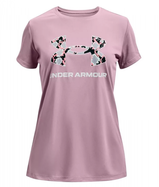 Tüdrukute T-särk Under Armour Girls' UA Tech Big Logo Short Sleeve - mauve pink/white