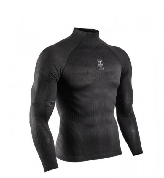 Мъжки компресивни дрехи Compressport 3D Thermo 50g LS Tshirt - black