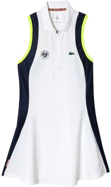 Damen Tenniskleid Lacoste Sport Roland Garros Edition Sleeveless Dress - white/navy blue