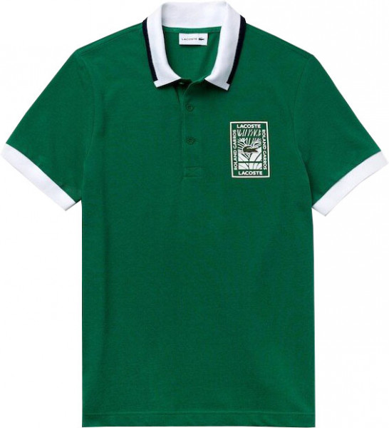  Lacoste Men's SPORT Roland Garros Cotton Plant Design Polo Shirt - green/white/nav