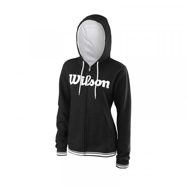 Ženski sportski pulover Wilson W Team Script FZ Hoody - black/white