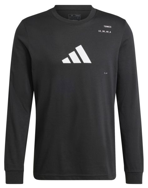 Ανδρικά Μπλουζάκι Adidas Tennis Graphic Long Sleeve - Μαύρος