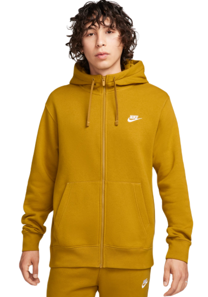Herren Tennissweatshirt Nike Swoosh M Club Hoodie FZ BB - bronzine/bronzine/white