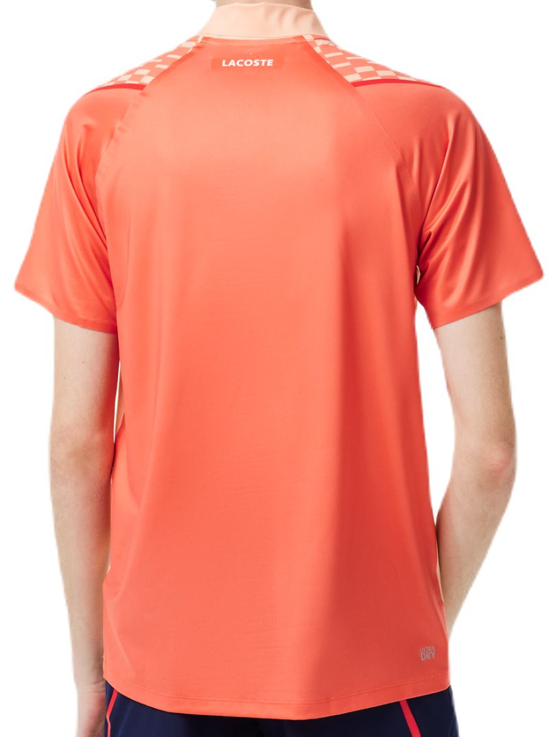 Men's Polo T-shirt Lacoste x Novak Djokovic Tricolour Polo Shirt - light orange/red/orange | Tennis Zone | Tennis Shop