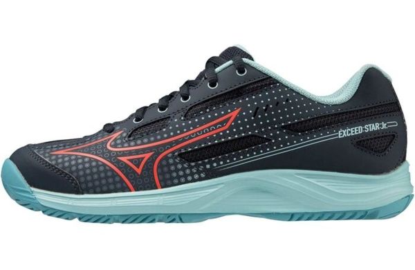 Jugend-Tennisschuhe Mizuno Exceed Star Jr. AC - collegiate blue/soleil/tanager turquoise