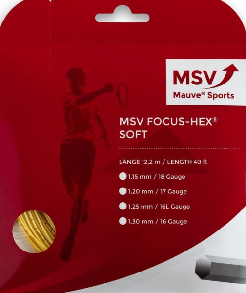 Tenisz húr MSV Focus Hex Soft (12 m) - yellow