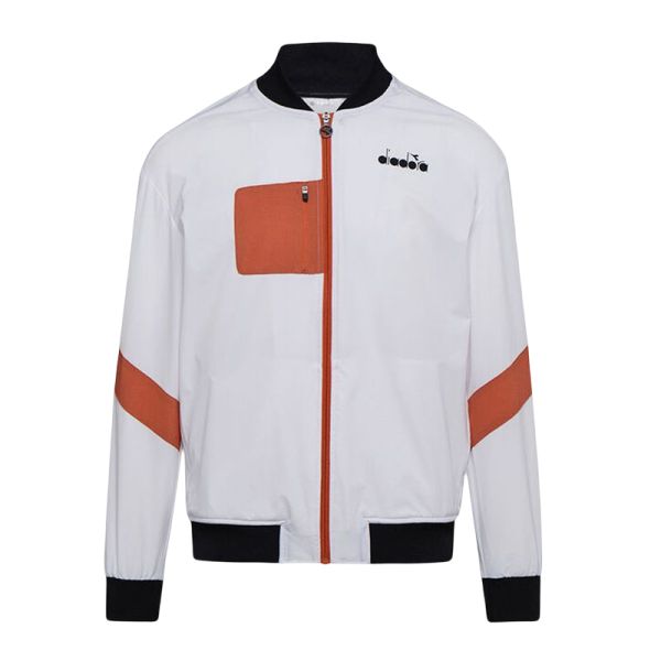 Herren Tennissweatshirt Diadora FZ Jacket Challenge - optical white