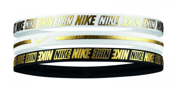 Opaska na głowę Nike Metallic Hairbands 3 pack - white/white/black