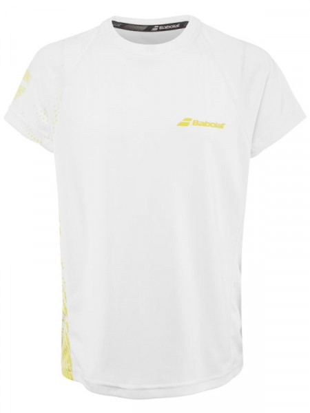 Koszulka chłopięca Babolat Performance Crew Neck Tee Boy - white/dark yellow