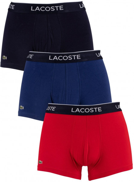 Męskie bokserki sportowe Lacoste Casual Cotton Stretch Boxer 3P - navy blue/red/navy blue