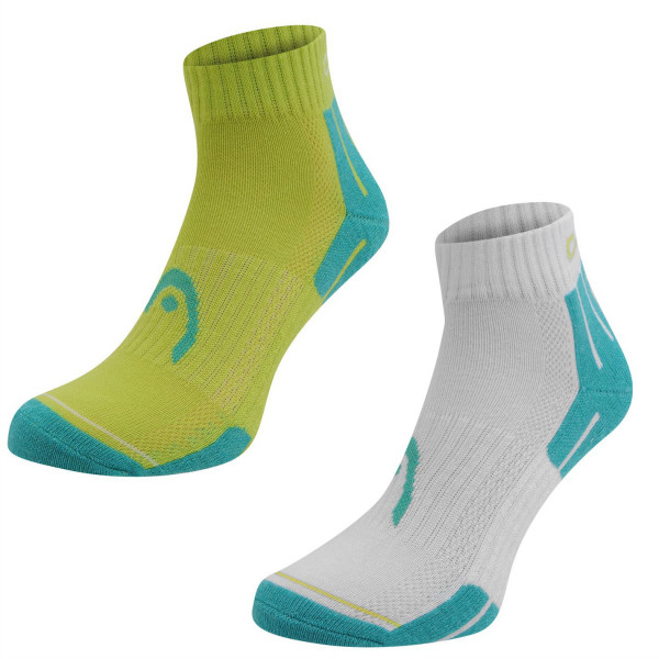 Socks Head Performance Quarter 2P - lime/green/white