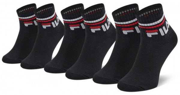 Zokni Fila Junior Quarter Plain Tennis Socks 3P - black