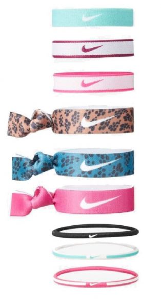 Opaska na głowę Nike Ponytail Holders 9P - washed teal/sangria/active pink