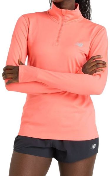 Women's long sleeve T-shirt New Balance Sport Essentials Space Dye Quarter Zip Top - Orange