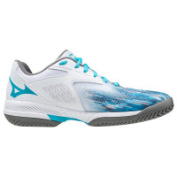 Teniso batai moterims Mizuno Wave Exceed Tour 4 AC - white/scuba blue/quiet shade Teniso batai moterims Mizuno Wave Exceed Tour 4 AC - white/scuba blue/quiet shade