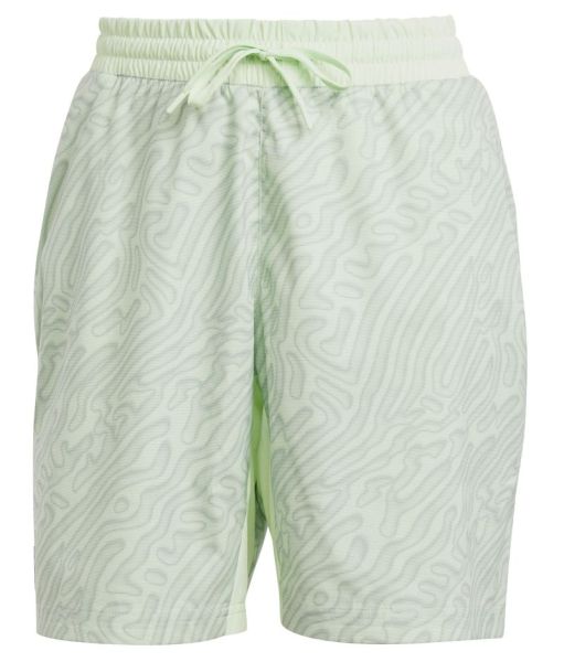 Herren Tennisshorts Adidas Tennis Heat.Rdy Pro Printed Ergo 7' Short - semi green spark/silver green