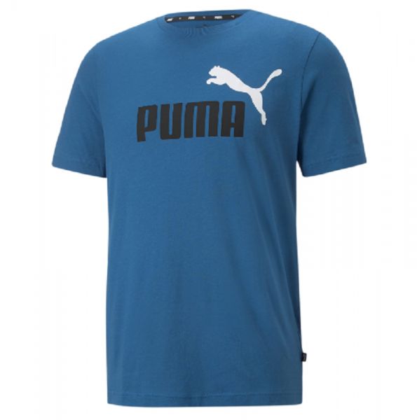 Herren Tennis-T-Shirt Puma ESS+ 2 Col Logo Tee - lake blue