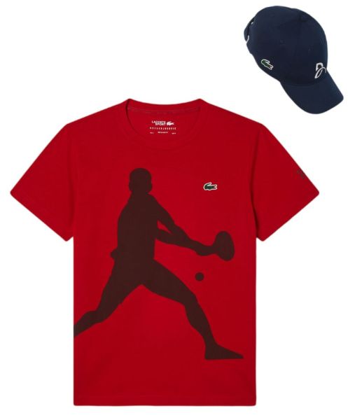 Ανδρικά Μπλουζάκι Lacoste Tennis X Novak Djokovic Set - Κόκκινος