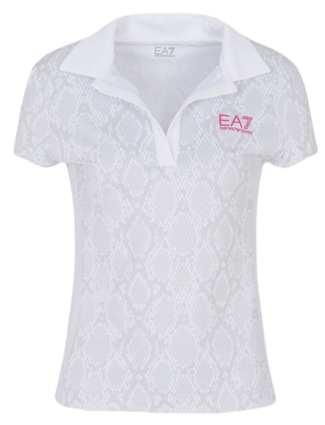 Дамска тениска с якичка EA7 Woman Jersey Polo Shirt - white python