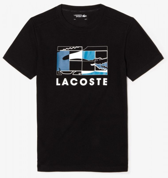  Lacoste Men's SPORT Crocodile Design Breathable T-Shirt - black/white/blue/blue