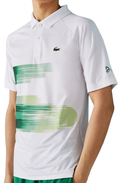  Lacoste Men's SPORT Novak Djokovic Print Stretch Polo - white/green