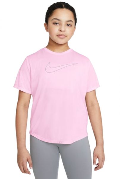 Marškinėliai mergaitėms Nike Dri-Fit One SS Top GX G - pink foam/light smoke grey