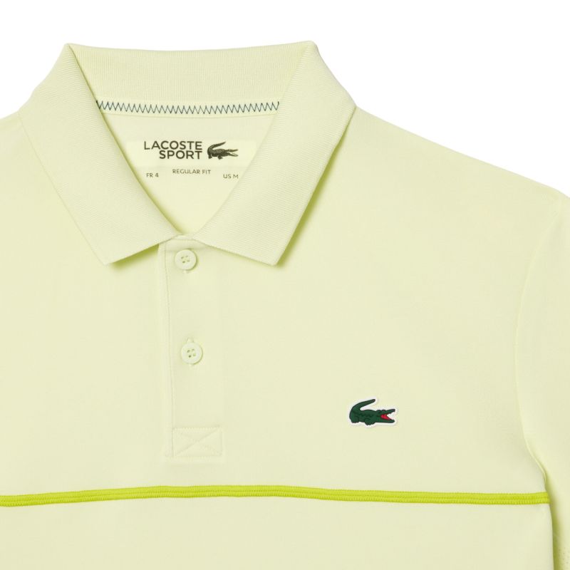 Men s Polo T shirt Lacoste Sport Tennis Piped Technical Pique Yellow