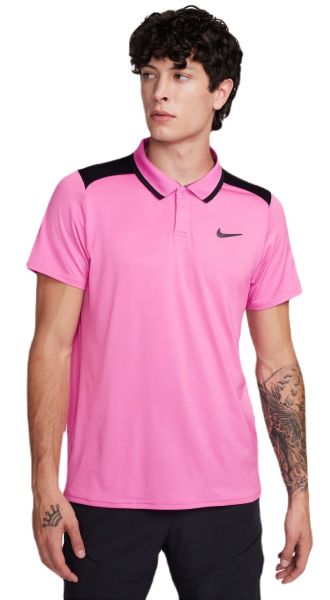 Men's Polo T-shirt Nike Court Dri-Fit Advantage Polo - playful pink/black/black