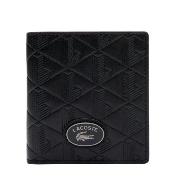 Gadget Lacoste Monogram Compact Leather Billfold - Black