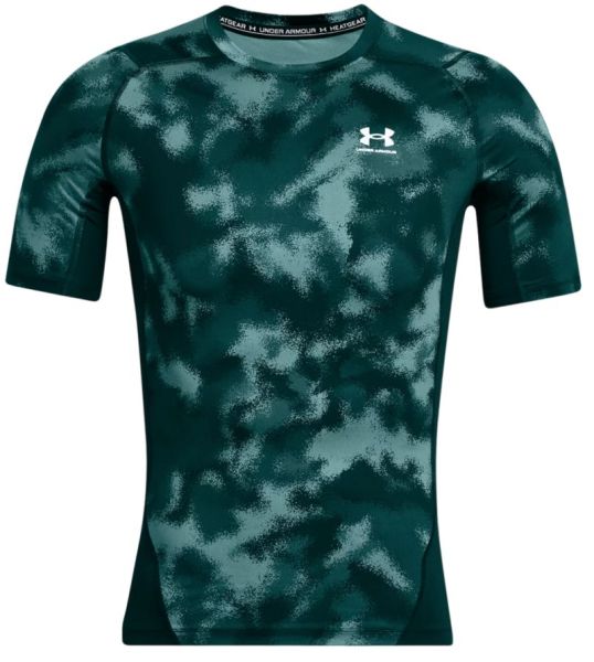 Herren Tennis-T-Shirt Under Armour HeatGear Printed Short Sleeve T-Shirt - hydro teal/white