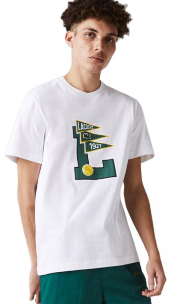 Męski T-Shirt Lacoste Crew Neck Pennants L Badge Cotton T-Shirt M - white