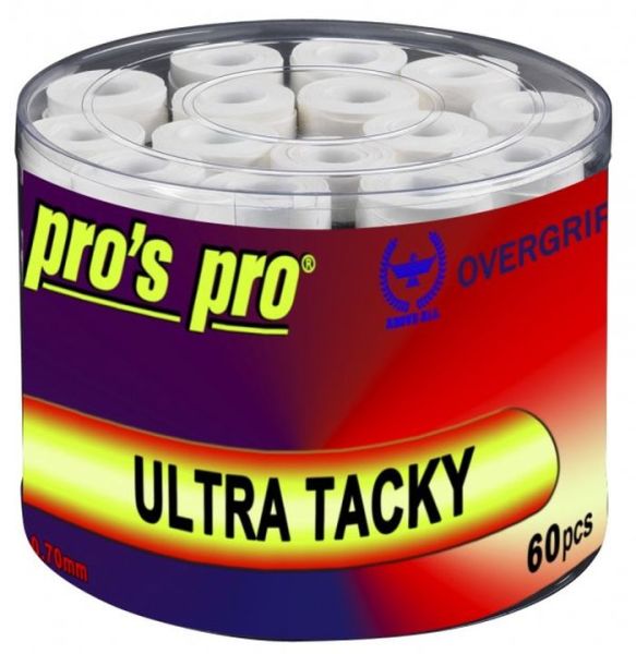 Owijki tenisowe Pro's Pro Ultra Tacky (60P) - white