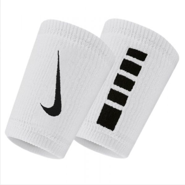 Asciugamano da tennis Nike Elite Double-Wide Wristbands 2P - white/black
