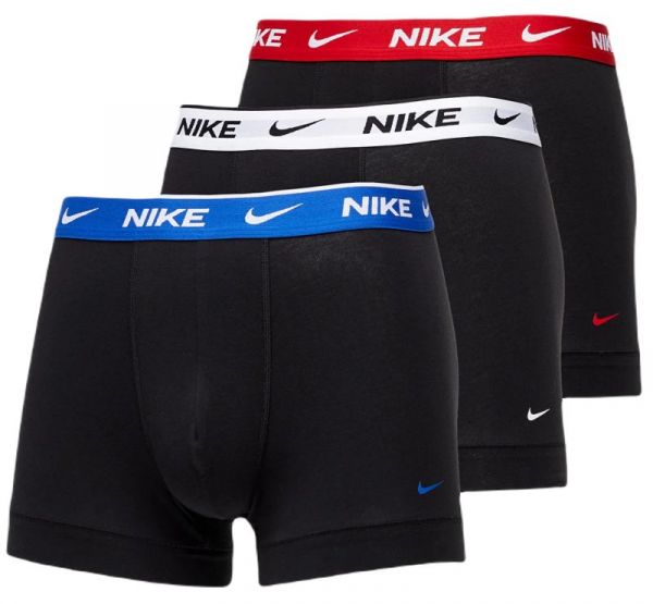 Boxers de sport pour hommes Nike Everyday Cotton Stretch Trunk 3P - black/uni red/white/game royal
