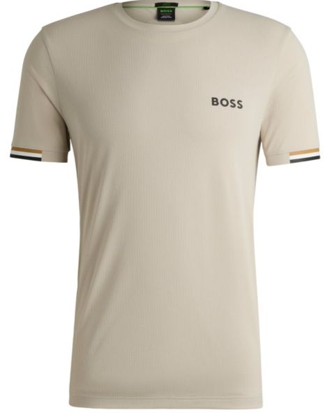 Męski T-Shirt BOSS x Matteo Berrettini Waffle-Fabric - Beżowy