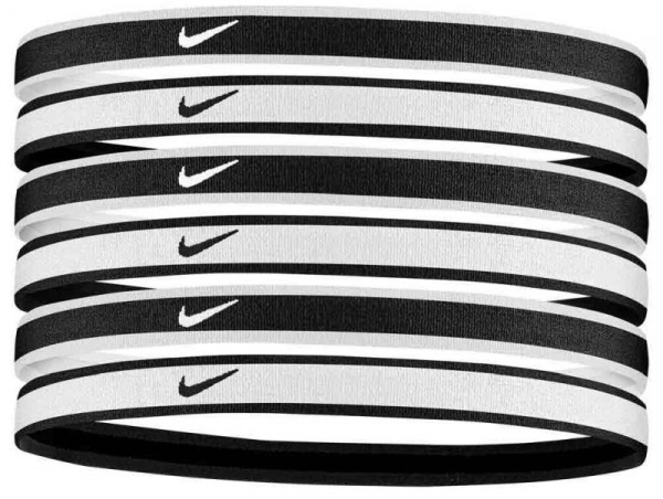 Čelenka Nike Tipped Swoosh Sport Headbands 6PK 2.0 - white/black/white