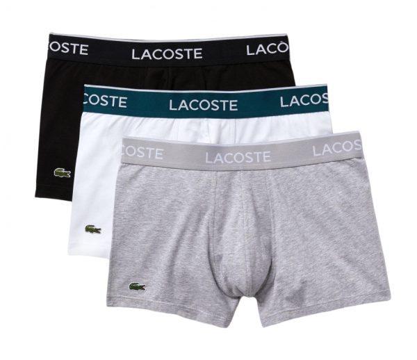 Meeste tennisebokserid Lacoste Casual Cotton Stretch Boxer 3P - black/white/grey chine