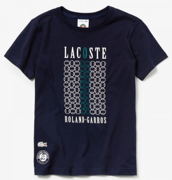  Lacoste Boys' SPORT French Open Edition Crew Neck Cotton T-shirt - navy/white