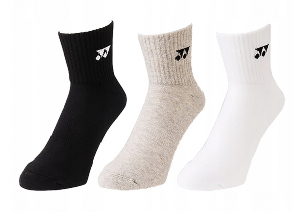  Yonex Sports Socks Quarter - 3 pary/white/gray/black
