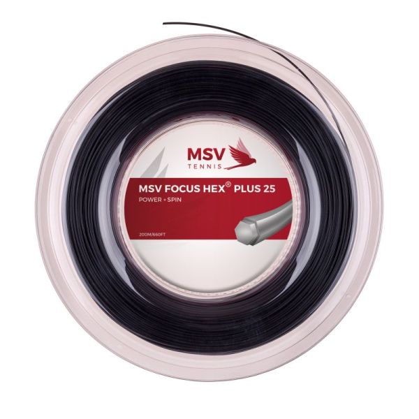 Тенис кордаж MSV Focus Hex Plus 25 (200 m) - black